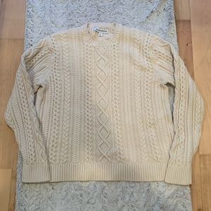 Amazon Essentials Men's Fisherman Cable Crewneck Sweater (XL, Off-White)